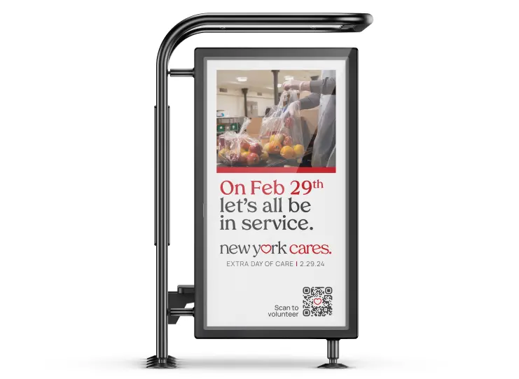 New York Cares Bus Stop Sign